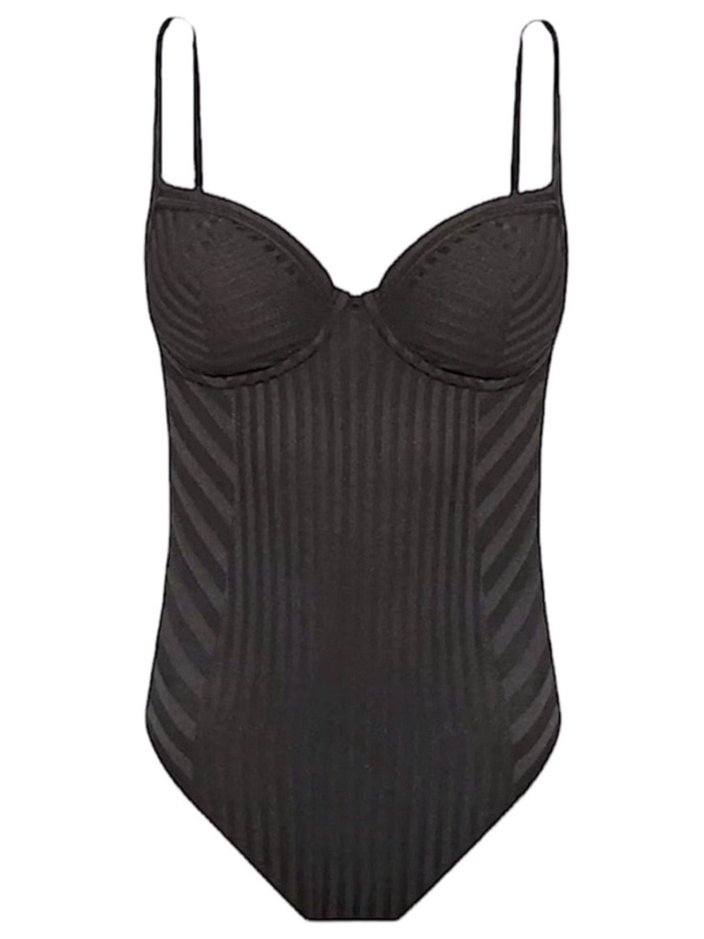 NWT AllSaints Yuni Rib Bustier Underwire  Bodysuit Black, Size US 8
